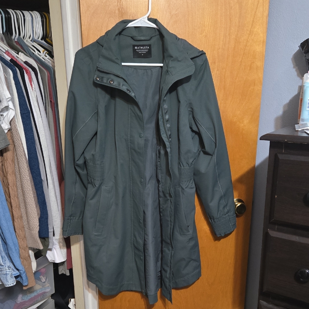 Athleta Rainout Sutro Long Trench Gray